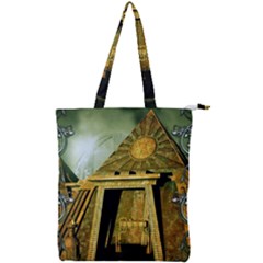 Awesome Steampunk Pyramid In The Night Double Zip Up Tote Bag by FantasyWorld7