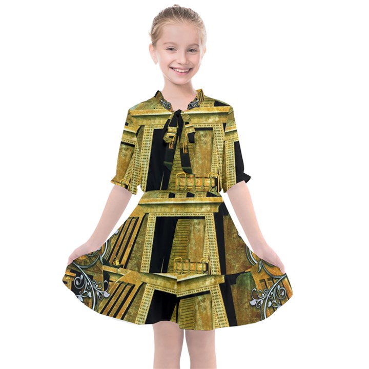 Awesome Steampunk Pyramid In The Night Kids  All Frills Chiffon Dress