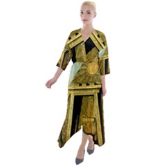 Awesome Steampunk Pyramid In The Night Quarter Sleeve Wrap Front Maxi Dress by FantasyWorld7