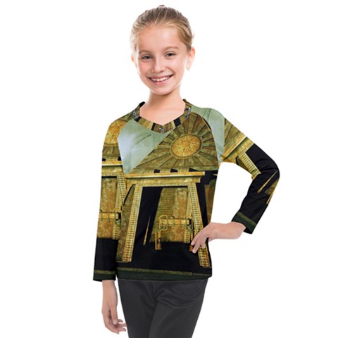 Awesome Steampunk Pyramid In The Night Kids  Long Mesh Tee by FantasyWorld7