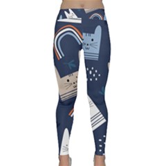 Colorful Cute Cats Seamless Pattern Classic Yoga Leggings