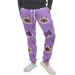 Cute Colorful Cat Kitten With Paw Yarn Ball Seamless Pattern Men s Jogger Sweatpants by Vaneshart