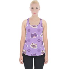 Cute Colorful Cat Kitten With Paw Yarn Ball Seamless Pattern Piece Up Tank Top by Vaneshart