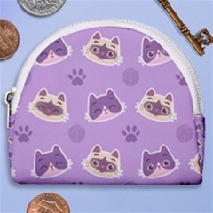 Cute Colorful Cat Kitten With Paw Yarn Ball Seamless Pattern Horseshoe Style Canvas Pouch by Vaneshart