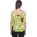 Cute Hand Drawn Cat Seamless Pattern Cutout Shoulder Tee View2