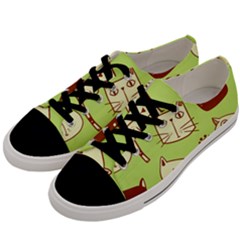 Cute Hand Drawn Cat Seamless Pattern Men s Low Top Canvas Sneakers by Vaneshart