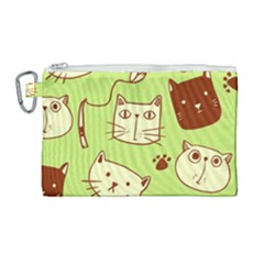 Cute Hand Drawn Cat Seamless Pattern Canvas Cosmetic Bag (large) by Vaneshart