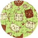 Cute Hand Drawn Cat Seamless Pattern Wooden Puzzle Round View1