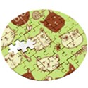 Cute Hand Drawn Cat Seamless Pattern Wooden Puzzle Round View3