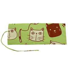 Cute Hand Drawn Cat Seamless Pattern Roll Up Canvas Pencil Holder (s) by Vaneshart