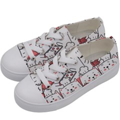 Cute Cat Chef Cooking Seamless Pattern Cartoon Kids  Low Top Canvas Sneakers by Vaneshart