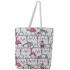 Cute Cat Chef Cooking Seamless Pattern Cartoon Full Print Rope Handle Tote (large) by Vaneshart