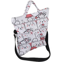 Cute Cat Chef Cooking Seamless Pattern Cartoon Fold Over Handle Tote Bag by Vaneshart