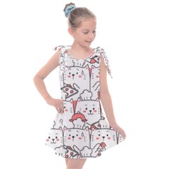 Cute Cat Chef Cooking Seamless Pattern Cartoon Kids  Tie Up Tunic Dress by Vaneshart