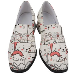 Cute Cat Chef Cooking Seamless Pattern Cartoon Women s Chunky Heel Loafers by Vaneshart