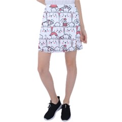 Cute Cat Chef Cooking Seamless Pattern Cartoon Tennis Skirt by Vaneshart