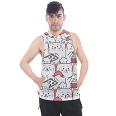 Cute Cat Chef Cooking Seamless Pattern Cartoon Men s Sleeveless Hoodie by Vaneshart