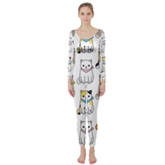 Cat Kitten Seamless Pattern Long Sleeve Catsuit by Vaneshart