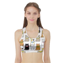 Cat Kitten Seamless Pattern Sports Bra With Border by Vaneshart