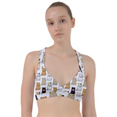 Cat Kitten Seamless Pattern Sweetheart Sports Bra by Vaneshart