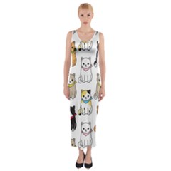 Cat Kitten Seamless Pattern Fitted Maxi Dress by Vaneshart