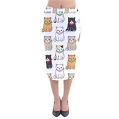 Cat Kitten Seamless Pattern Velvet Midi Pencil Skirt by Vaneshart