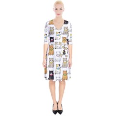 Cat Kitten Seamless Pattern Wrap Up Cocktail Dress by Vaneshart