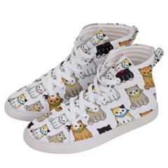 Cat Kitten Seamless Pattern Women s Hi-top Skate Sneakers by Vaneshart