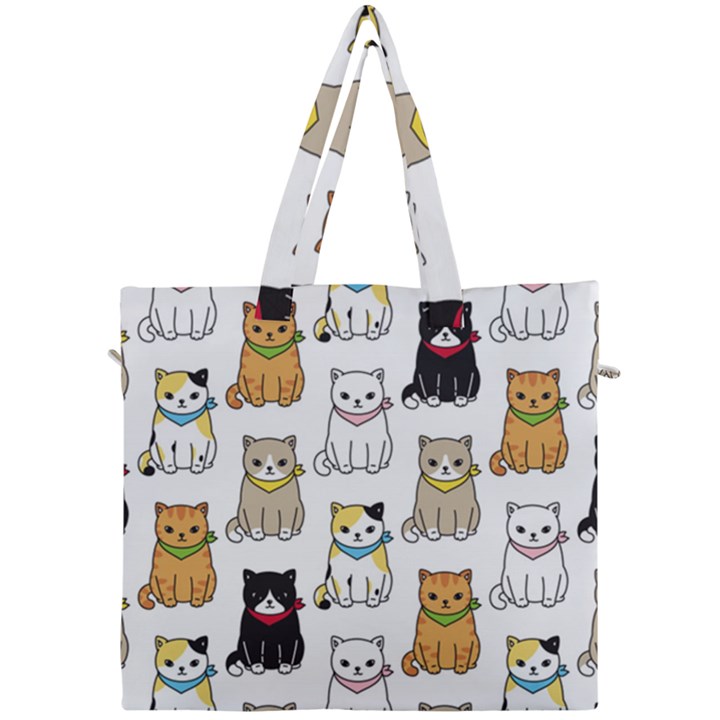 Cat Kitten Seamless Pattern Canvas Travel Bag