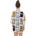 Cat Kitten Seamless Pattern Half Sleeve Chiffon Kimono View2