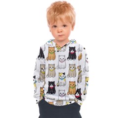 Cat Kitten Seamless Pattern Kids  Overhead Hoodie by Vaneshart