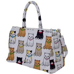 Cat Kitten Seamless Pattern Duffel Travel Bag by Vaneshart