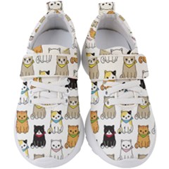 Cat Kitten Seamless Pattern Kids  Velcro Strap Shoes by Vaneshart