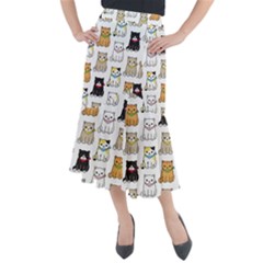 Cat Kitten Seamless Pattern Midi Mermaid Skirt by Vaneshart