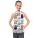 Cat Kitten Seamless Pattern Kids  Sleeveless Hoodie View1