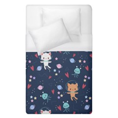 Cute Astronaut Cat With Star Galaxy Elements Seamless Pattern Duvet Cover (single Size) by Vaneshart