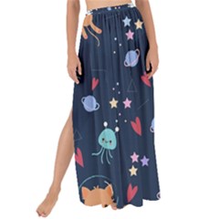 Cute Astronaut Cat With Star Galaxy Elements Seamless Pattern Maxi Chiffon Tie-up Sarong by Vaneshart