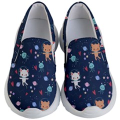 Cute Astronaut Cat With Star Galaxy Elements Seamless Pattern Kids Lightweight Slip Ons by Vaneshart