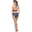 Cute Astronaut Cat With Star Galaxy Elements Seamless Pattern Halter Side Cut Swimsuit View2