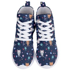 Cute Astronaut Cat With Star Galaxy Elements Seamless Pattern Women s Lightweight High Top Sneakers by Vaneshart