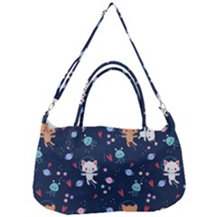 Cute Astronaut Cat With Star Galaxy Elements Seamless Pattern Removal Strap Handbag by Vaneshart