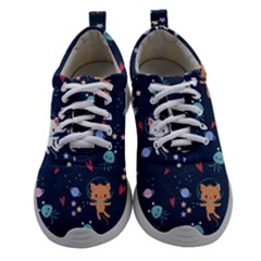 Cute Astronaut Cat With Star Galaxy Elements Seamless Pattern Women Athletic Shoes by Vaneshart