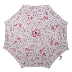 Cute Girly Seamless Pattern Hook Handle Umbrellas (large) by Vaneshart