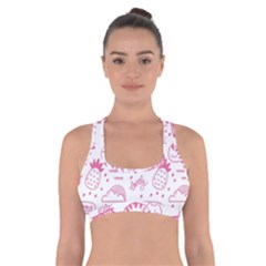 Cute Girly Seamless Pattern Cross Back Sports Bra by Vaneshart