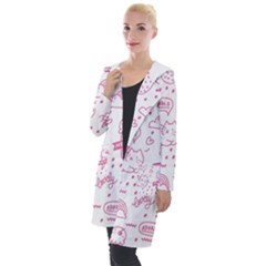 Cute Girly Seamless Pattern Hooded Pocket Cardigan by Vaneshart