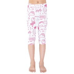 Cute Girly Seamless Pattern Kids  Capri Leggings  by Vaneshart