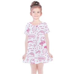 Cute Girly Seamless Pattern Kids  Simple Cotton Dress by Vaneshart