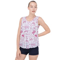 Cute Girly Seamless Pattern Bubble Hem Chiffon Tank Top by Vaneshart