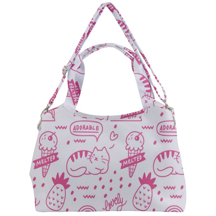 Cute Girly Seamless Pattern Double Compartment Shoulder Bag