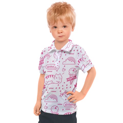 Cute Girly Seamless Pattern Kids  Polo Tee by Vaneshart